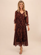 Kate & Pippa Streasa Midi Dress In Burgundy-Kate & Pippa