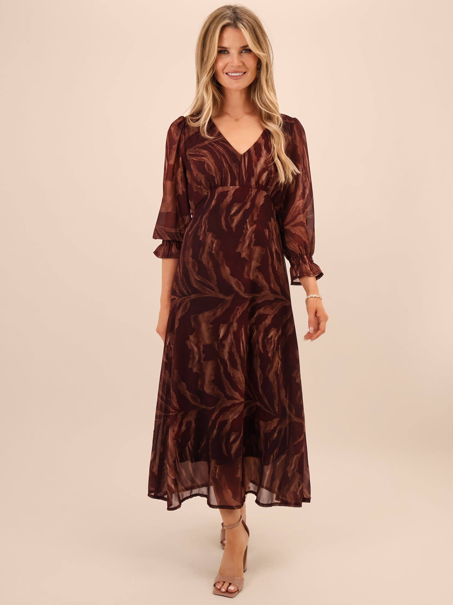Kate & Pippa Streasa Midi Dress In Burgundy-Kate & Pippa