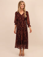 Kate & Pippa Streasa Midi Dress In Burgundy-Kate & Pippa