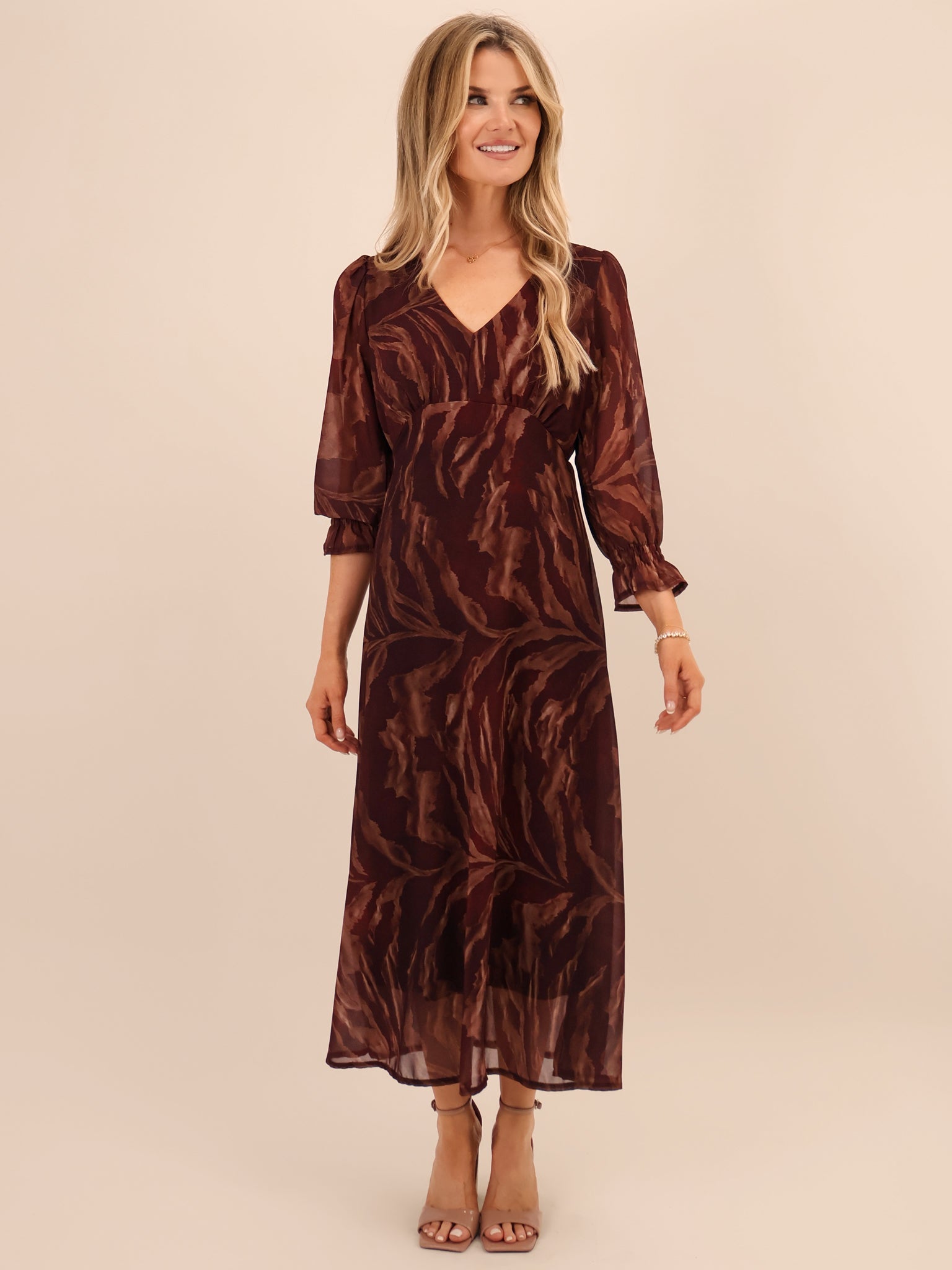 Kate & Pippa Streasa Midi Dress In Burgundy-Kate & Pippa