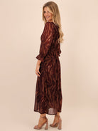 Kate & Pippa Streasa Midi Dress In Burgundy-Kate & Pippa