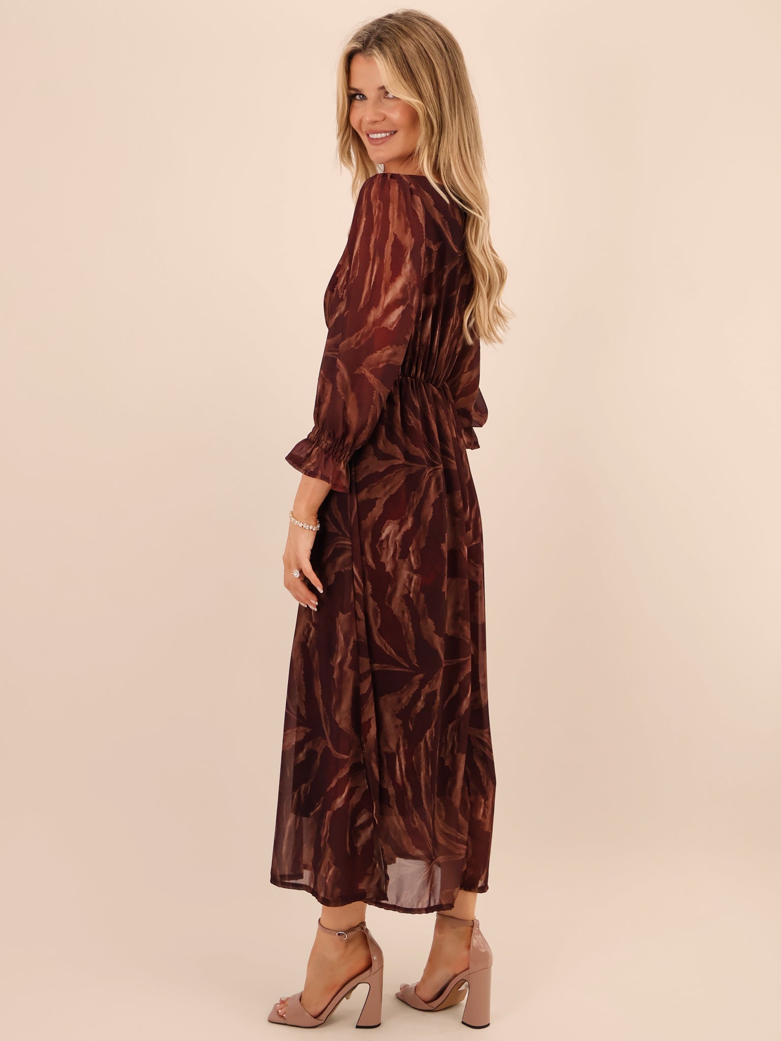 Kate & Pippa Streasa Midi Dress In Burgundy-Kate & Pippa