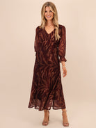 Kate & Pippa Streasa Midi Dress In Burgundy-Kate & Pippa