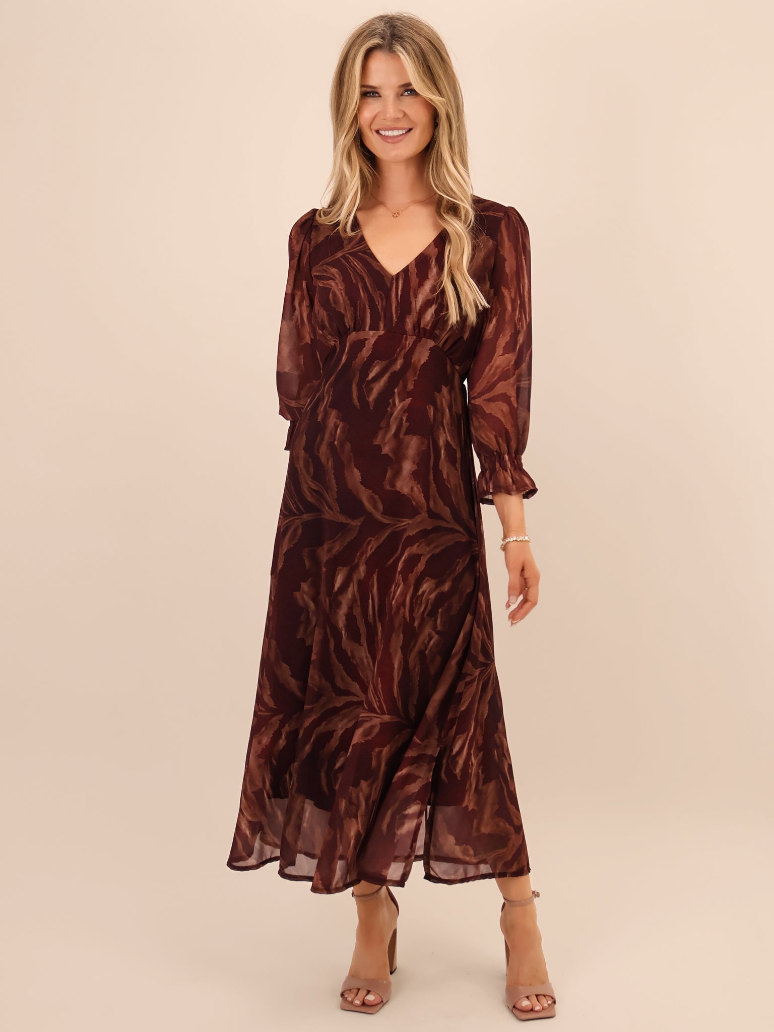 Kate & Pippa Streasa Midi Dress In Burgundy-Kate & Pippa