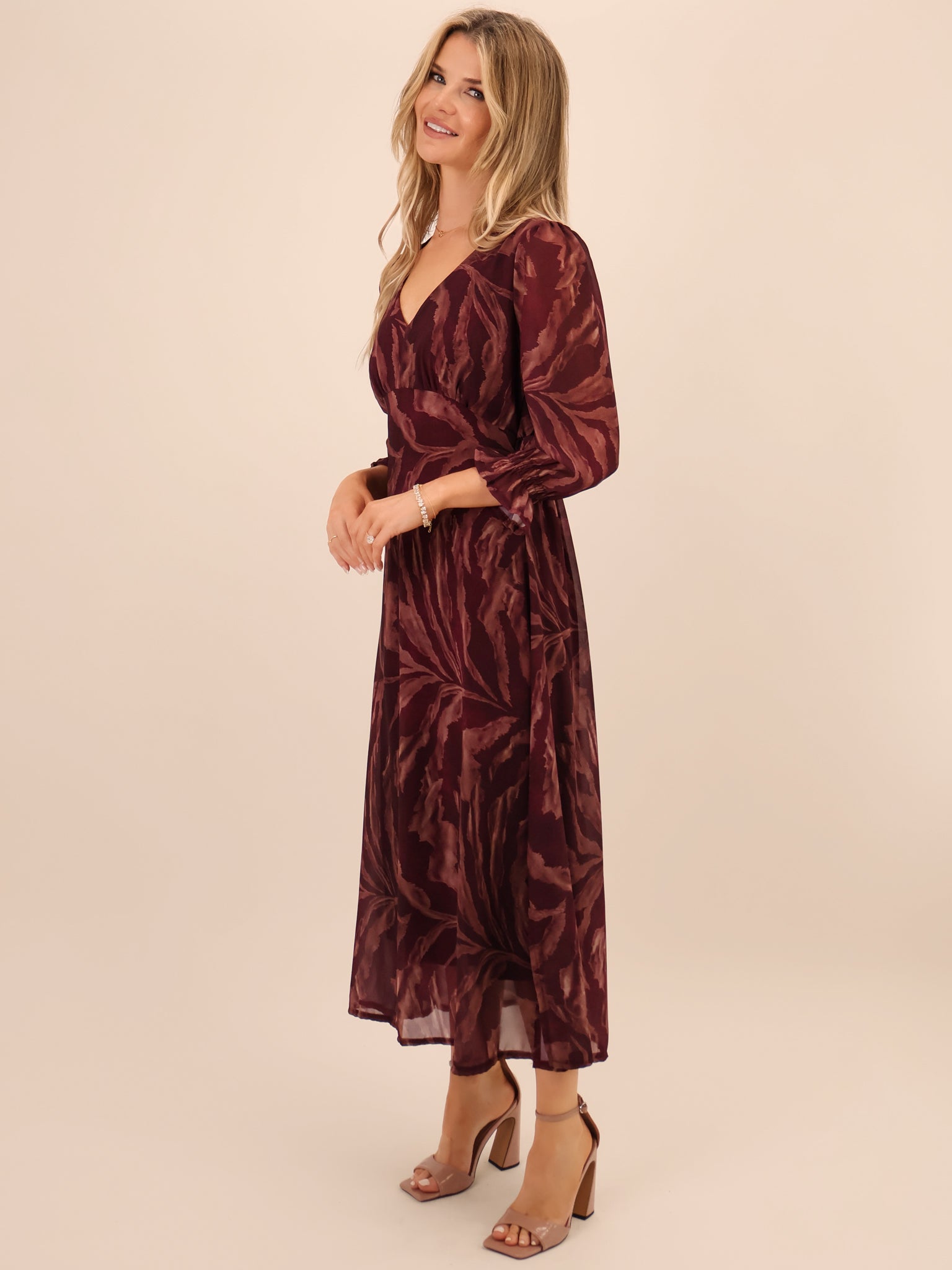 Kate & Pippa Streasa Midi Dress In Plum-Kate & Pippa