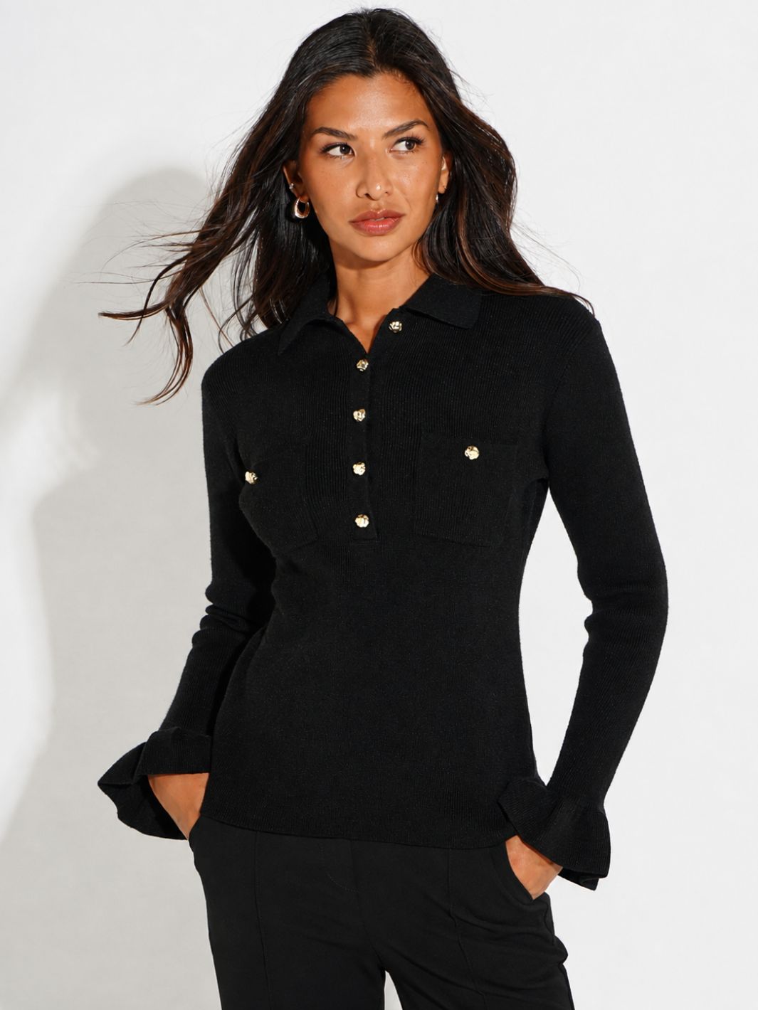 Kate & Pippa Sutton Knit Top In Black-Kate & Pippa