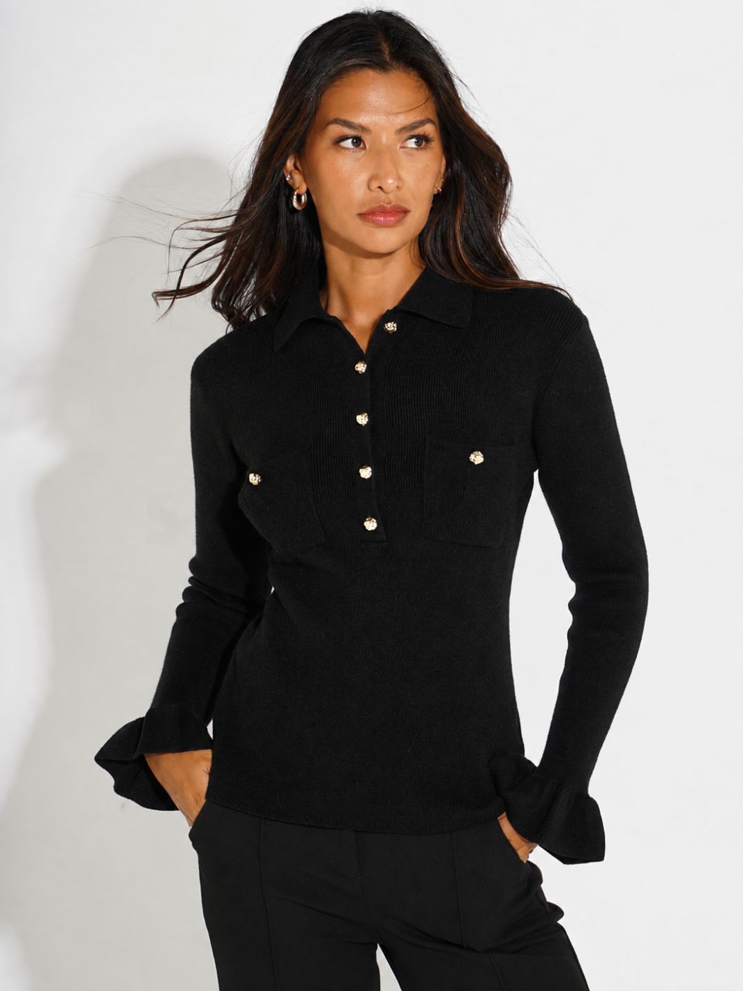 Kate & Pippa Sutton Knit Top In Black-Kate & Pippa