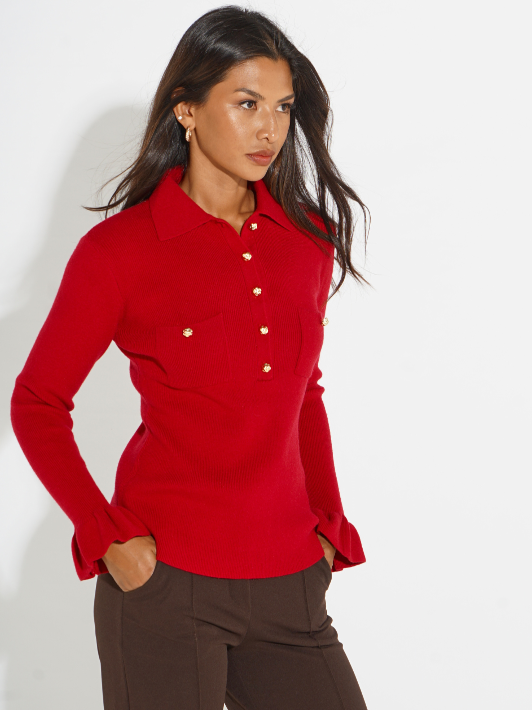 Kate & Pippa Sutton Knit Top In Red-Kate & Pippa
