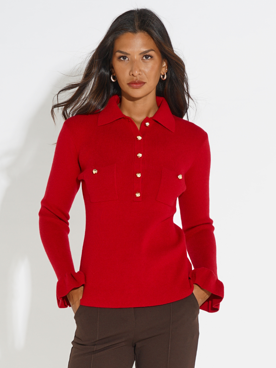 Kate & Pippa Sutton Knit Top In Red-Kate & Pippa