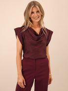 Kate & Pippa Suzy Cowl Neck Top In Mulberry-Kate & Pippa