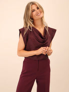 Kate & Pippa Suzy Cowl Neck Top In Mulberry-Kate & Pippa