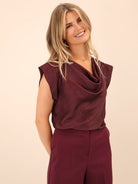 Kate & Pippa Suzy Cowl Neck Top In Mulberry-Kate & Pippa
