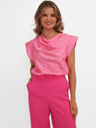 Kate & Pippa Suzy Cowl Neck Top In Pink Print-Kate & Pippa