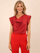 Kate & Pippa Suzy Cowl Neck Top In Red-Kate & Pippa