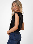 Kate & Pippa Suzy Satin Cowl Neck Top In Black-Kate & Pippa Autumn/Winter Ladies Clothing