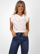 Kate & Pippa Suzy Satin Cowl Neck Top In White-Kate & Pippa Autumn/Winter Ladies Clothing