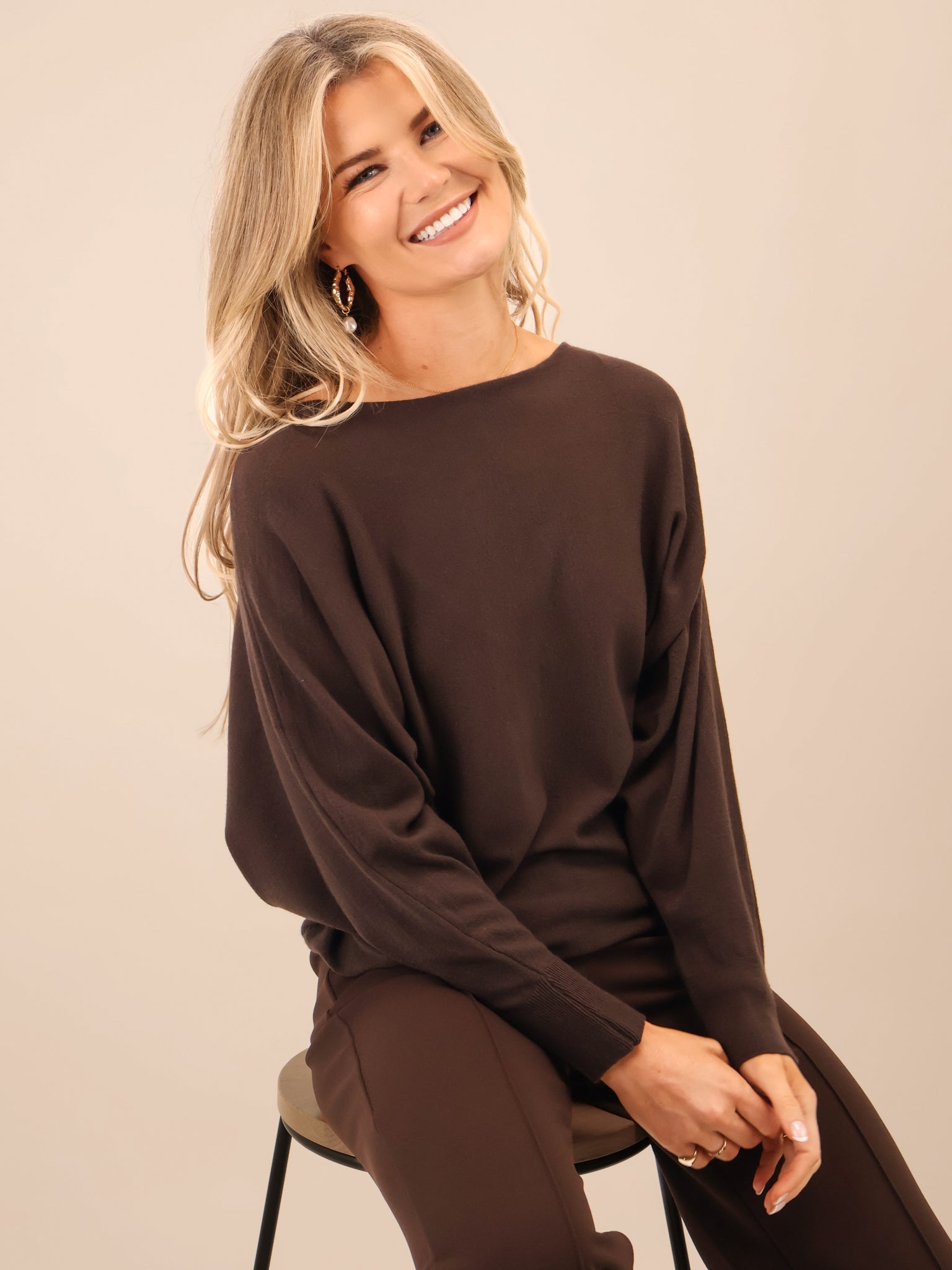 Kate & Pippa Venice Bow Knit In Chocolate Brown-Kate & Pippa