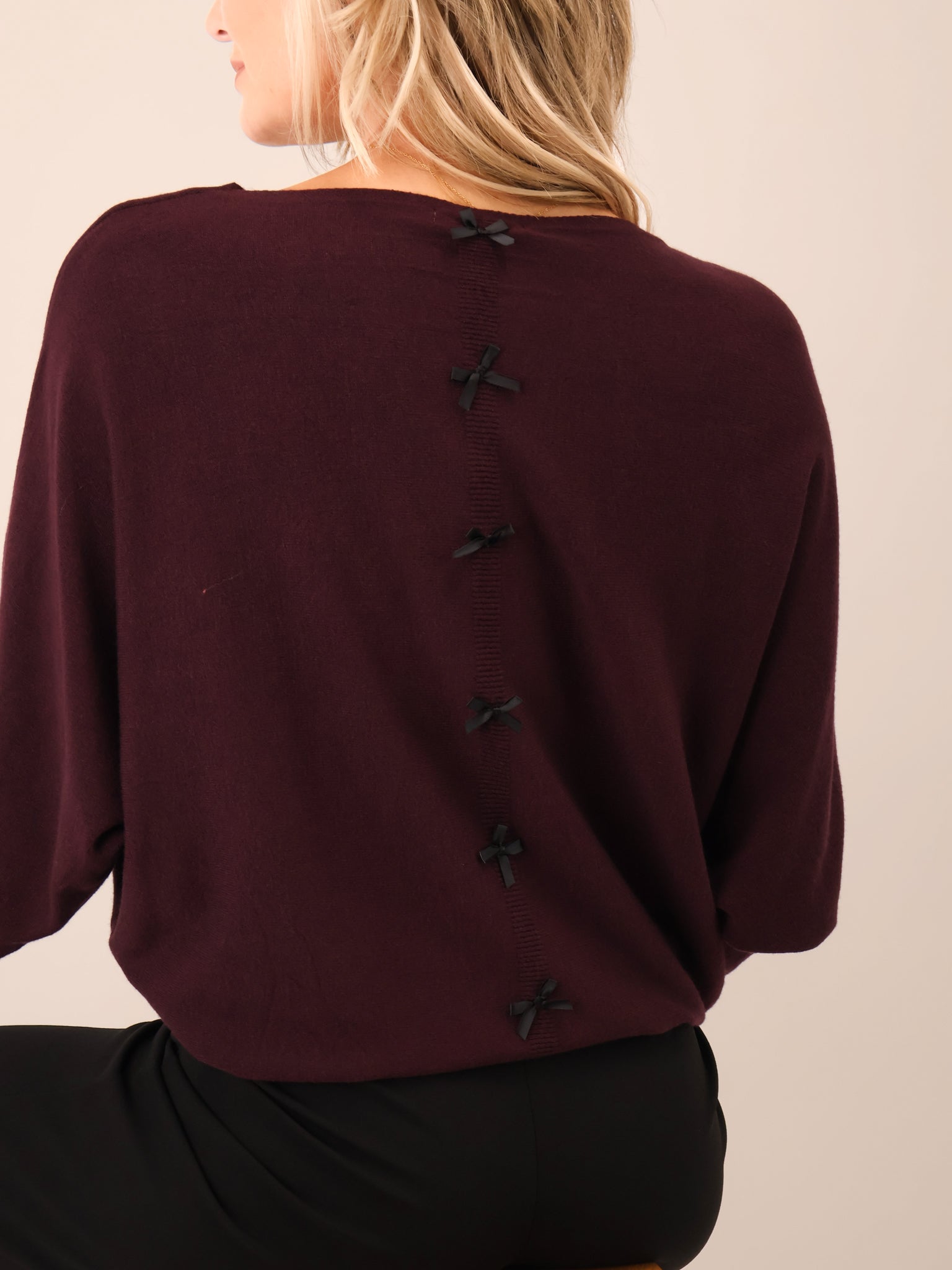 Kate & Pippa Venice Bow Knit In Mulberry-Kate & Pippa