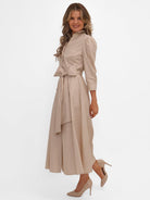 Kate & Pippa Victoria Midi Dress In Beige-Kate & Pippa