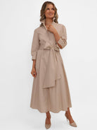 Kate & Pippa Victoria Midi Dress In Beige-Kate & Pippa