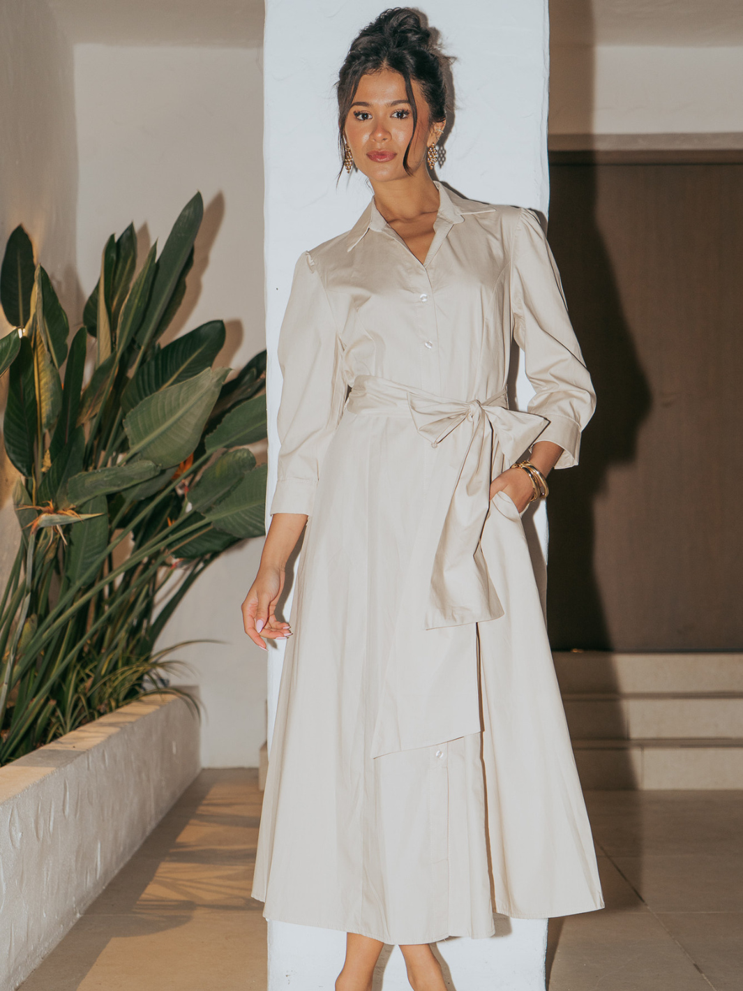 Kate & Pippa Victoria Midi Dress In Beige-Kate & Pippa