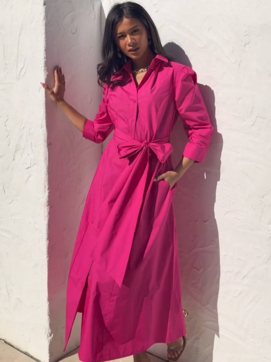 Kate & Pippa Victoria Midi Dress In Cerise Pink-Kate & Pippa