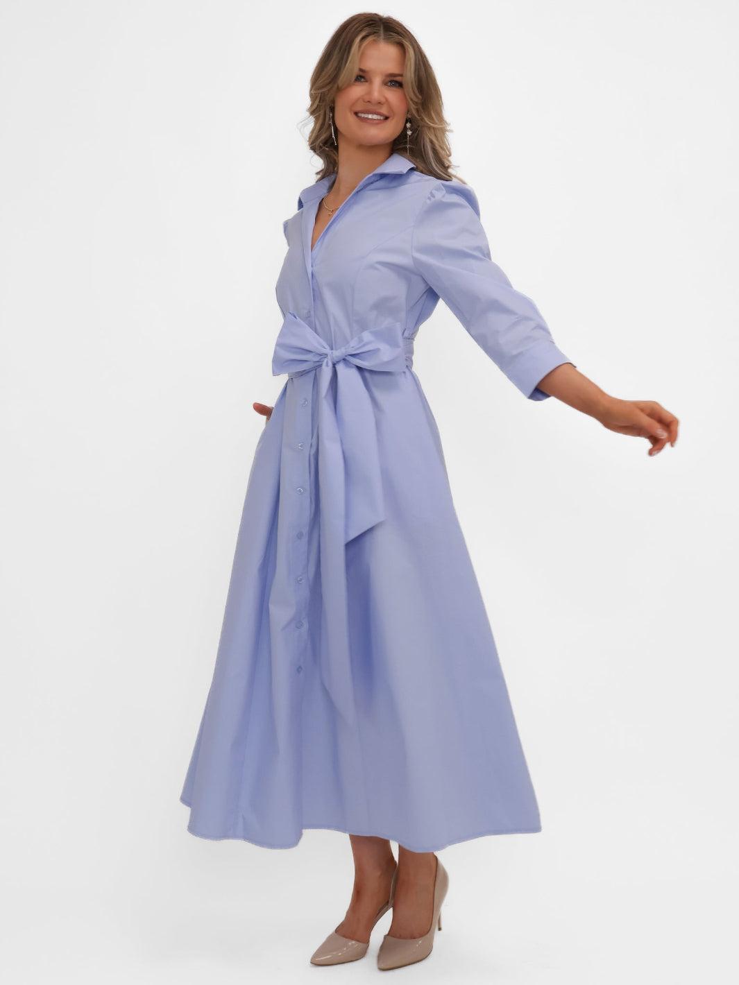 Kate & Pippa Victoria Midi Dress In Light Blue-Kate & Pippa