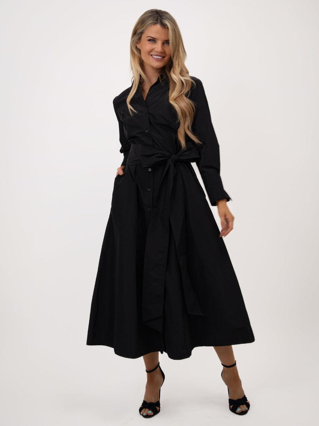 Kate & Pippa Victoria Taffeta Midi Dress In Black-Kate & Pippa Autumn/Winter Ladies Clothing
