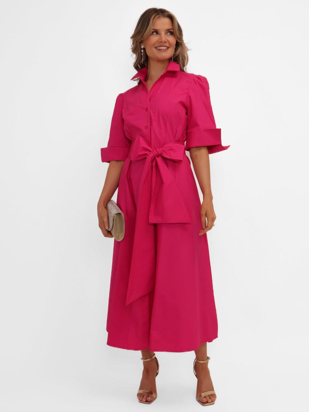 Kate & Pippa Whitney Midi Dress In Cerise Pink-Kate & Pippa