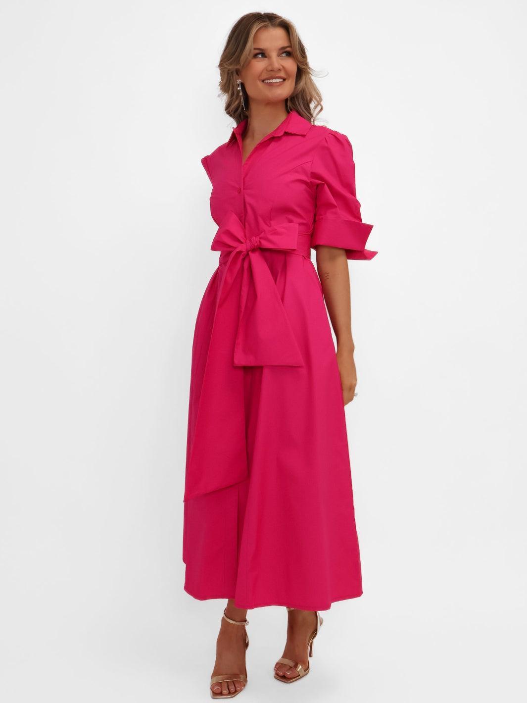 Kate & Pippa Whitney Midi Dress In Cerise Pink-Kate & Pippa