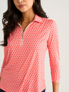 Kate & Pippa Zip Top In Coral Geo Print-Kate & Pippa