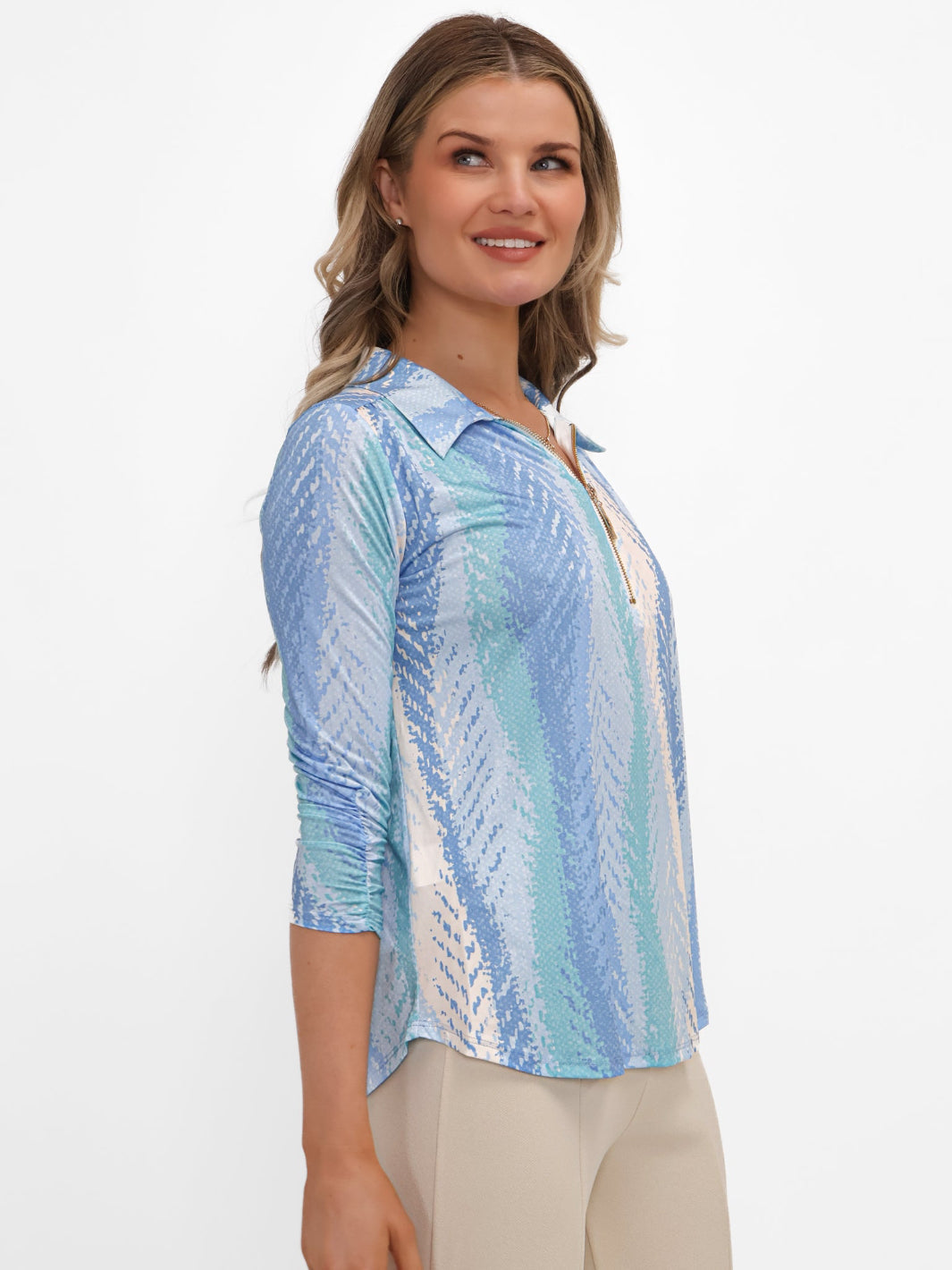 Kate & Pippa Zip Top In Light Blue-Kate & Pippa