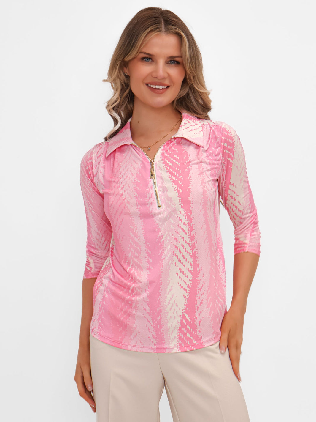 Kate & Pippa Zip Top In Light Pink-Kate & Pippa