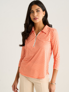 Kate & Pippa Zip Top In Orange Geo Print-Nicola Ross