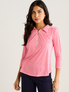 Kate & Pippa Zip Top In Pink Geo Print-Nicola Ross