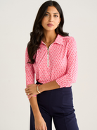 Kate & Pippa Zip Top In Pink Geo Print-Nicola Ross