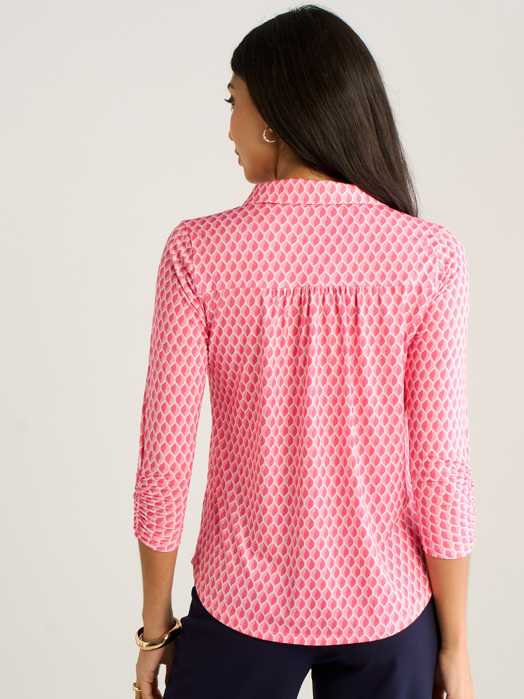 Kate & Pippa Zip Top In Pink Geo Print-Nicola Ross