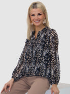 Kate & Pippa Bella Band Top In Black Animal Print-Kate & Pippa