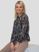 Kate & Pippa Bella Band Top In Black Animal Print-Kate & Pippa