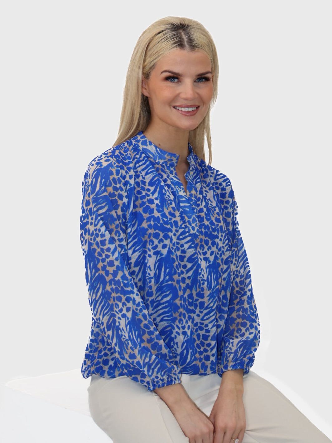 Kate & Pippa Bella Band Top In Blue Animal Print-Kate & Pippa