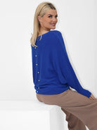 Kate & Pippa Elba Pearl Detail Knit Jumper In Royal Blue-Kate & Pippa