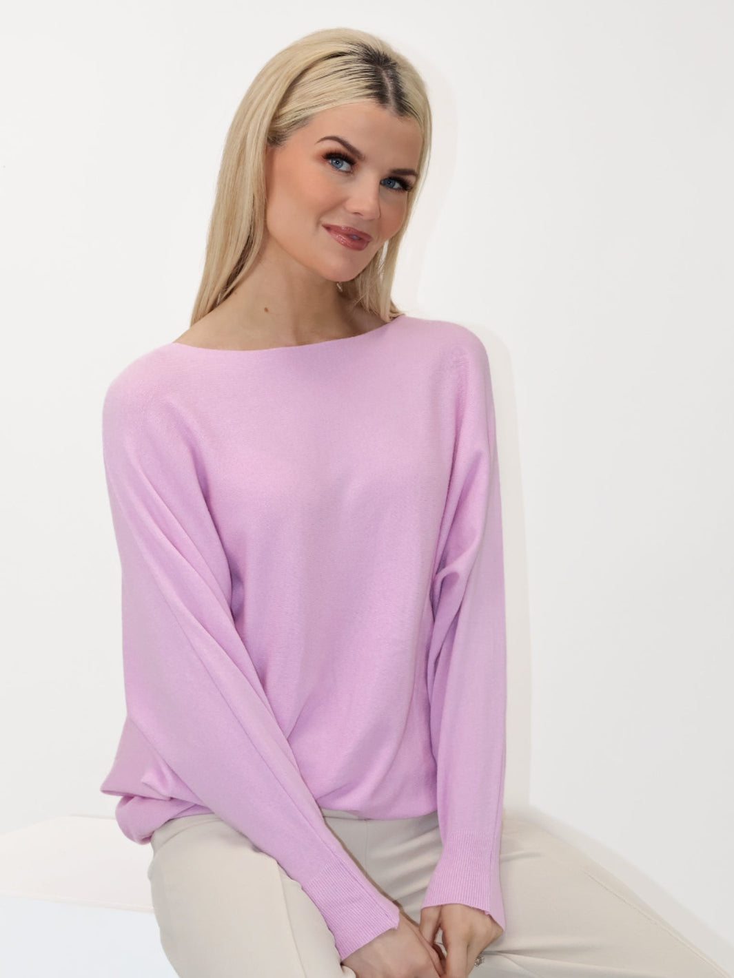 Kate & Pippa Elba Pearl Detail Knit Jumper In Ice Pink-Kate & Pippa