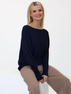 Kate & Pippa Elba Pearl Detail Knit Jumper In Navy-Kate & Pippa