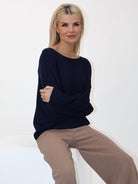 Kate & Pippa Elba Pearl Detail Knit Jumper In Navy-Kate & Pippa