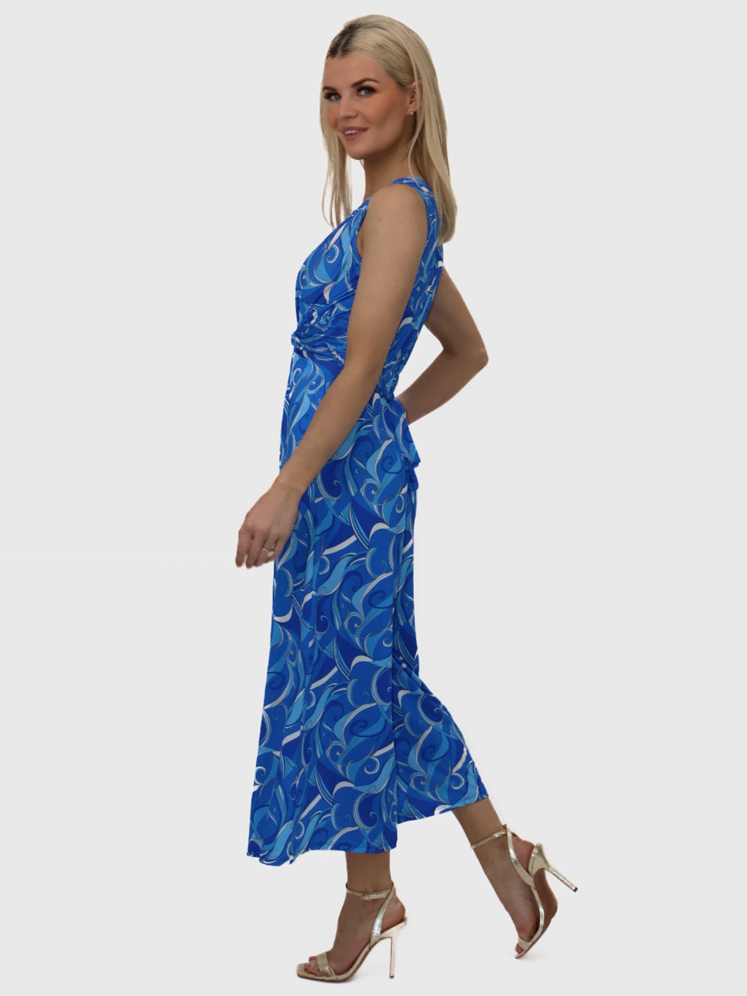 Kate & Pippa Servino Culotte Jumpsuit In Blue Print-Kate & Pippa