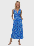 Kate & Pippa Servino Culotte Jumpsuit In Blue Print-Kate & Pippa