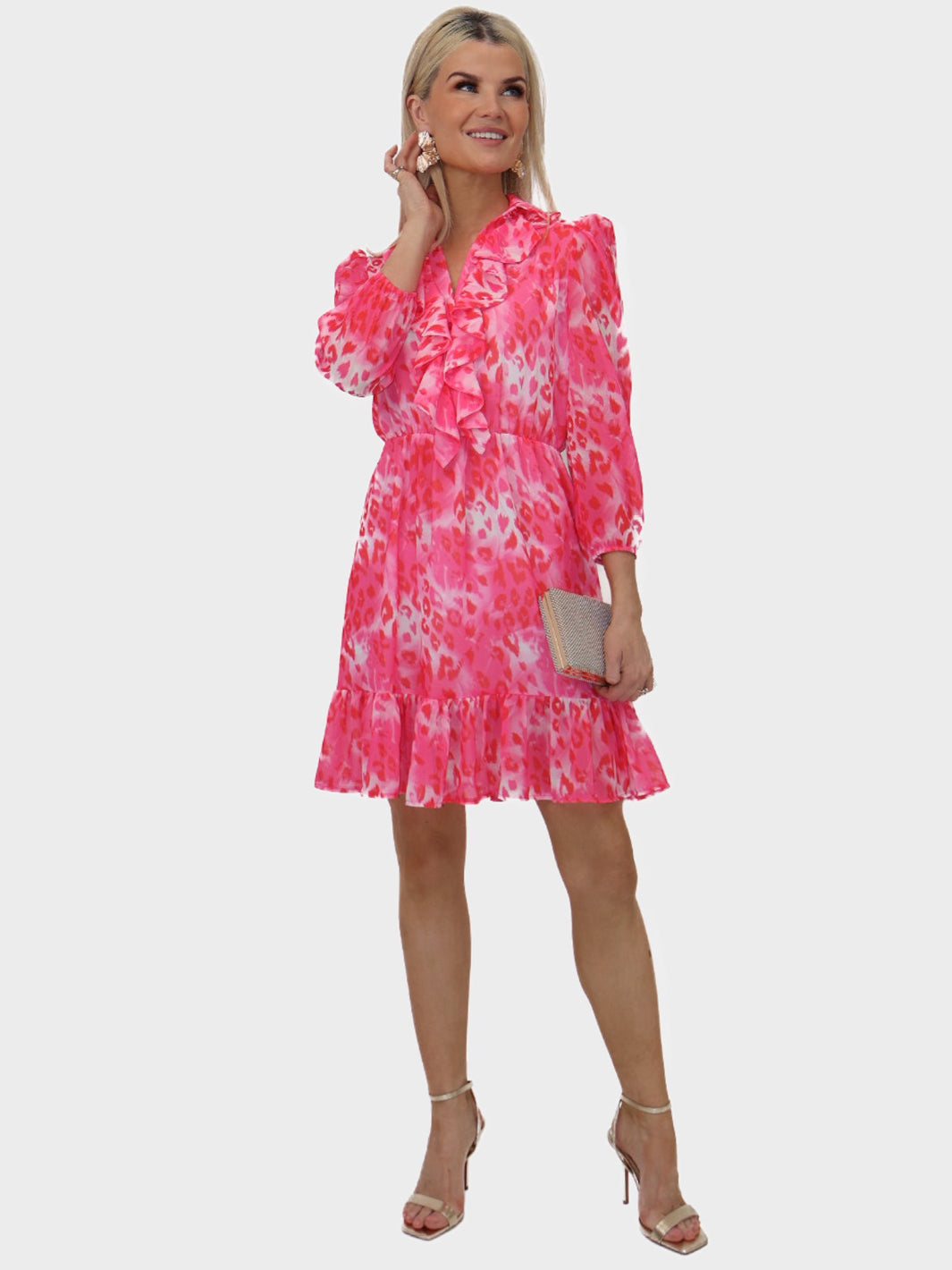 Kate & Pippa Vicky Mini Dress In Pink Print-Kate & Pippa