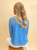 Kate & Pippa Band Top In Blue Floral Print-Kate & Pippa