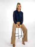Kate & Pippa Bella Bow Band Top In Navy-Kate & Pippa