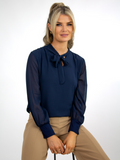Kate & Pippa Bella Bow Band Top In Navy-Kate & Pippa